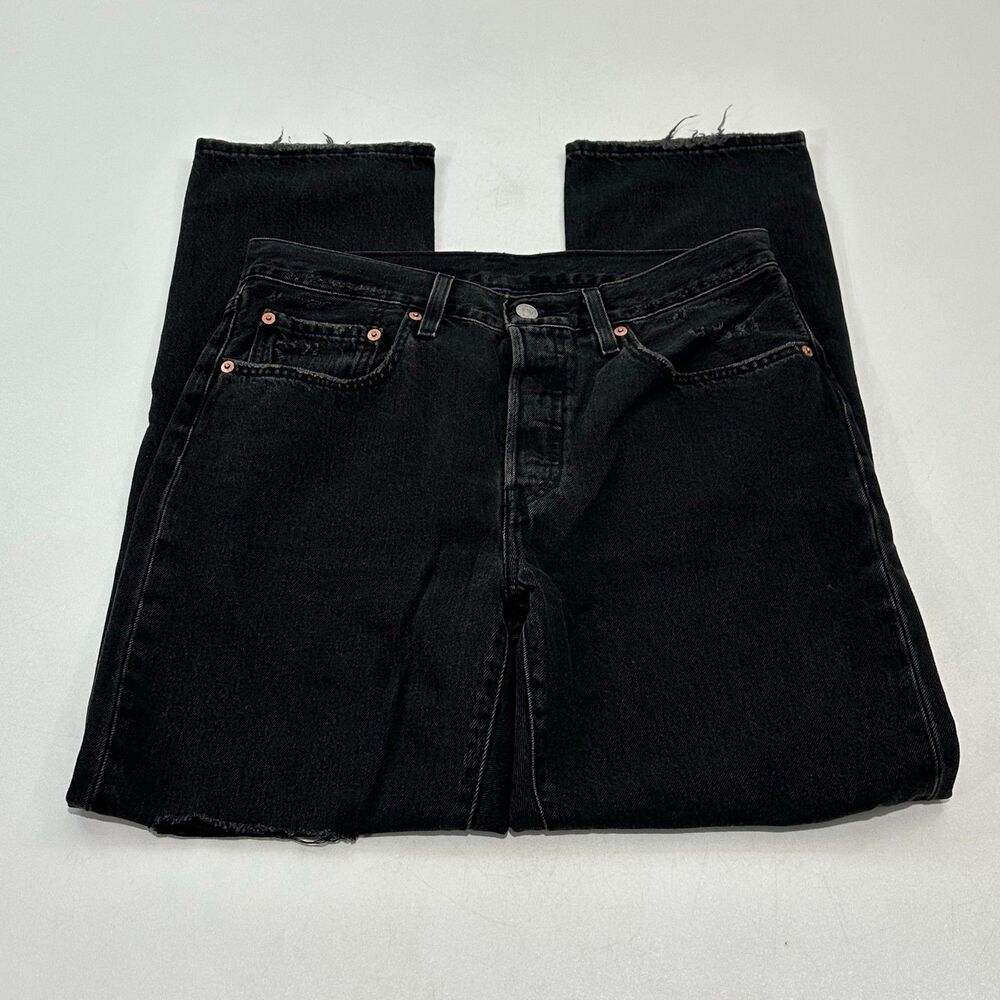 Levi Strauss & Co. Men's Jeans Black 501‎ Original Straight Denim Ripped W30 L30